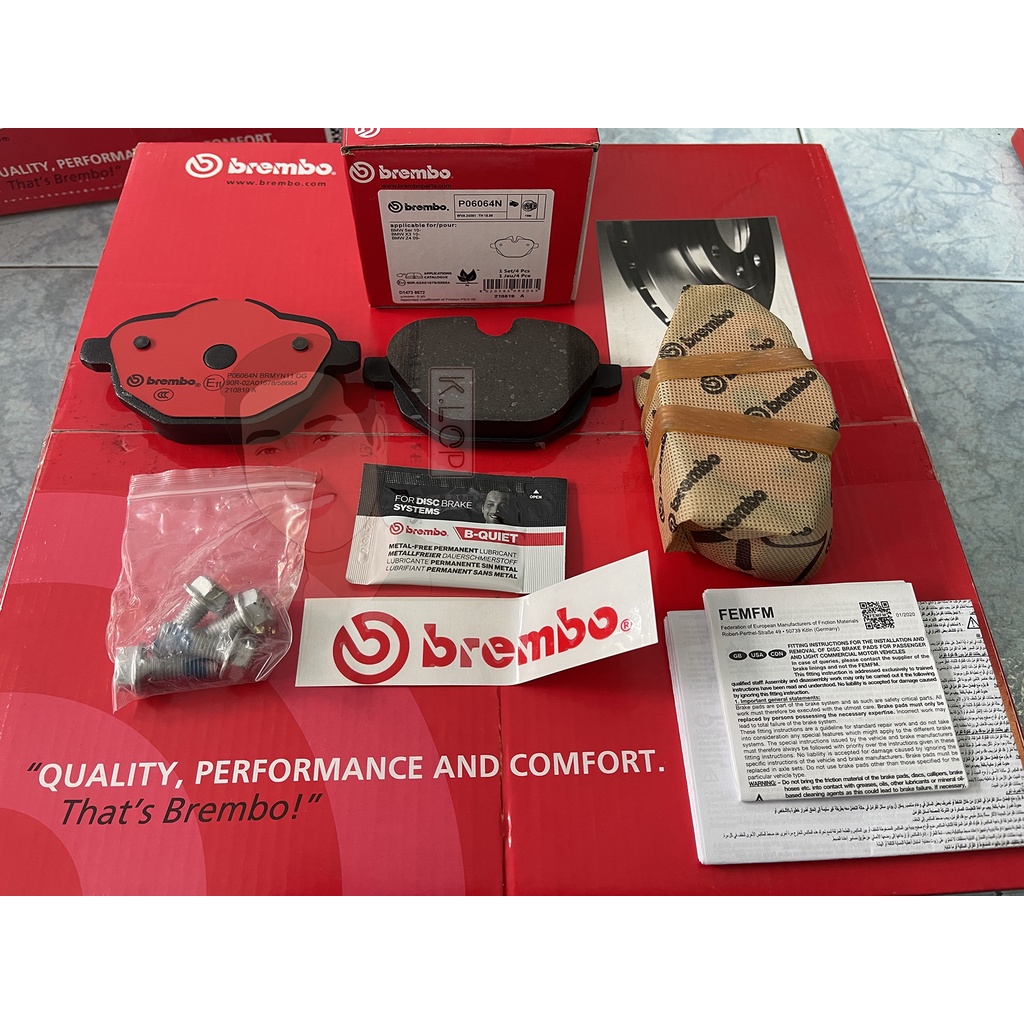 P06 064N ผ้าเบรกหลัง (แท้ BREMBO รุ่น Ceramic) BMW 5 F10 (20d 20i 23i 28i)/5 G30 (20d)/X3 F25, X4 F2