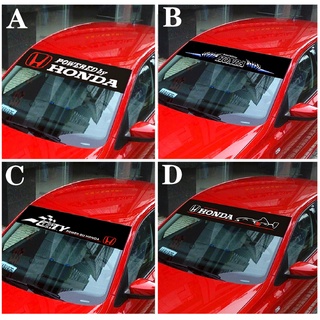 สติกเกอร์ PVC กันน้ํา กันแดด คุณภาพสูง สีดํา สําหรับติดกระจกหน้ารถยนต์ HONDA