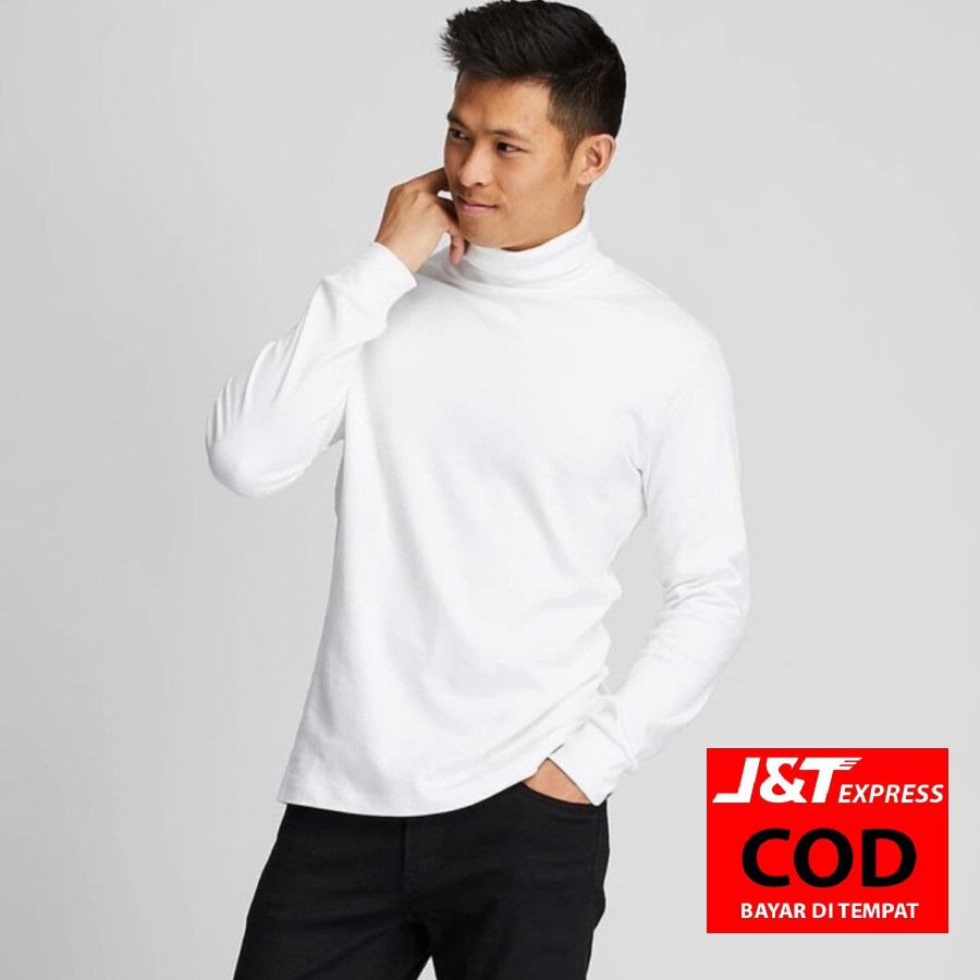 TURTLENECK WHT เสื้อยืดผู้ชายคอเต่า เสื้อ distro คอสูงเท่ๆ COOL MATERIAL
