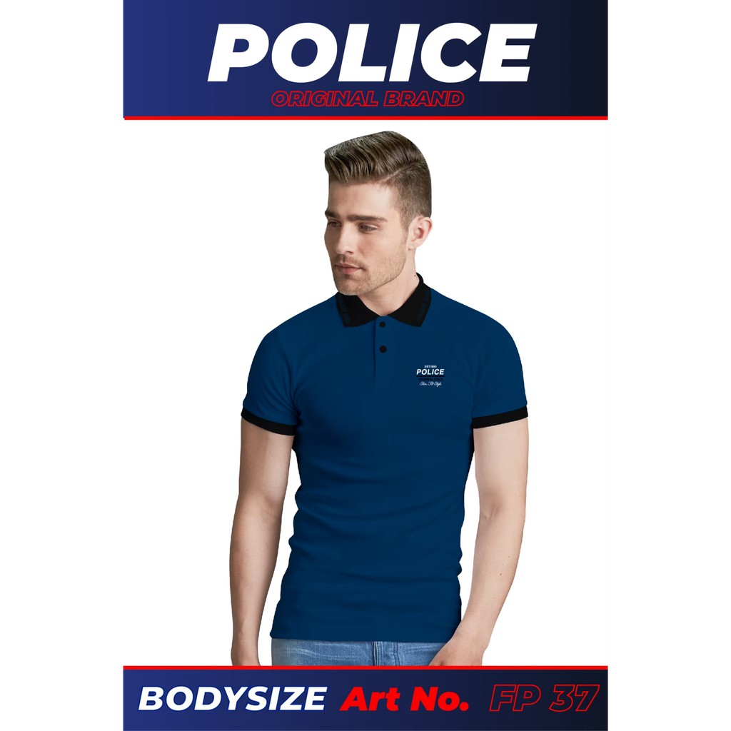 Police bodysize เสื้อโปโล ทรง Slim fit พอดีตัวใส่ได้ทั้งผู้ชาย/ผู้หญิง (FP37,BP44,XP40) — صورة 3