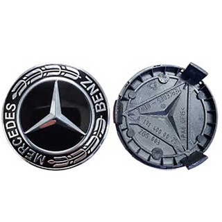 ฝาครอบดุมล้อ BENZ เบนซ์ ดาว 75mm. พื้นสีดำ