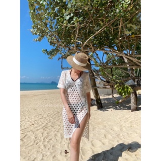 SPICIEST BEACHWEAR | Burnet Beach Dress // White | เดรส เสื้อคลุม ชุดคลุมชุดว่ายน้ำ ชุดคลุมบิกินี่ ชุดไปทะเล