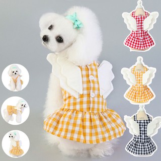 Small Wing Plaid Skirt Summer Thin Pet Dog Clothes Small Dogs