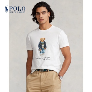 Ralph Lauren เสื้อยืดโปโล ผ้าฝ้าย พิมพ์ลายหมี สําหรับผู้ชาย RL15138