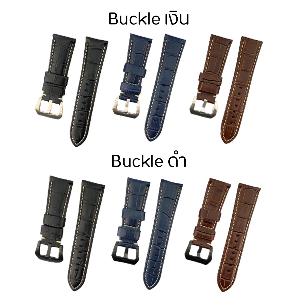 สายหนัง ลายจระเข้ สำหรับนาฬิกาข้อมือ Buckle สีเงิน / Buckle สีดำ ขนาด (20MM,22MM,24MM,26MM) / (20มม,22มม,24มม,26มม)