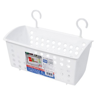 ตะกร้าใส่ของมีขอแขวนเหลี่ยม D-5219 สีขาว  BASKET SQUARE WITH HOOK D-5219 WHITE