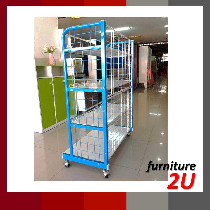 ส่งไว น้ำเงินรุ่นใหม่เพิ่มที่กั้นของของตกด้านข้าง!! ชั้นวางของมีล้อ เคลื่อนย้ายได้ แข็งแรง - รูปที่ 3