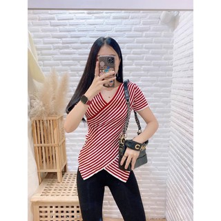 เสื้อเทรนนี้ไม่ตกค่า 💯งานแฟชั่นลายคาดร่อง เฉลี่ยงคาดอก