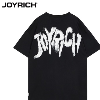 [100% Cotton] Joyrich เสื้อแขนสั้น พิมพ์ลายโลโก้ตัวอักษร สีดํา สไตล์โมเดิร์น สําหรับผู้หญิง