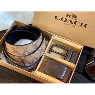 เข็มขัด COACH SIGNATURE MOD PLAQUE HARNESS CUT-TO-SIZE REVERSIBLE BELT