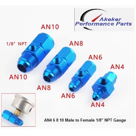 AK92 AN AN4 6 8 10 Male to Female 1/8" NPT Gauge / Sensor Side Port Adapter Oil Fuel Fitting Hose En