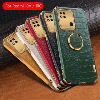 เคสโทรศัพท์หนังจระเข้ แบบนิ่ม กันกระแทก พร้อมแหวนขาตั้งแม่เหล็ก สําหรับ Xiaomi Redmi 12C 10 10C 10A 9 9C 9A 9T A1 11A