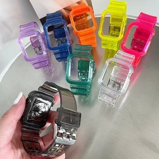 สายนาฬิกาข้อมือ ซิลิโคนนิ่ม แบบใส สําหรับcompatible for iwatch11 10 9 8 7 se6 5 4 3 2 1 38mm40mm42mm44mm41mm45mm46mm49mm