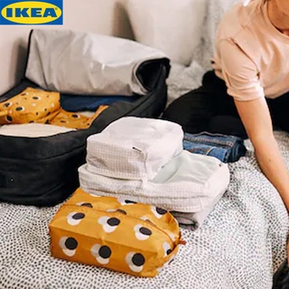 IKEA RENSARE เร็นซาเร กระเป๋าใส่เสื้อผ้าแบ่งช่อง, กระเป๋าจัดระเบียบ กระเป๋าใส่เสื้อผ้า ลายตาราง/ขาว