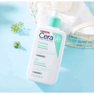 สินค้าของแท้ 100%！ CERAVE Foaming Cleanser โฟมทำความสะอาดผิวหน้าและผิวกาย สำหรับผิวธรรมดา-ผิวมัน เป็นสิวง่าย 236ml