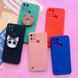 เคสซิลิโคนนิ่ม ลายการ์ตูน พร้อมขาตั้ง สําหรับ OPPO Realme C21Y Realme C21Y C21 Y RMX3261 RealmeC21Y C 21Y 6.5 นิ้ว