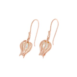 Aevari Flower Bud Pearl Earrings Sterling Silver 925 Rose gold Plated ต่างหู ต่างหูเงินแท้ ต่างหูดอกไม้ ต่างหูไข่มุก