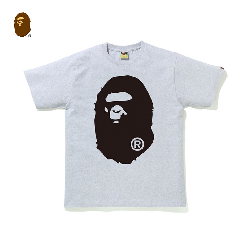 HH BAPE ผู้ชายฤดูใบไม้ผลิและฤดูร้อน Ape หัวรูปแบบการพิมพ์สีทึบ Multicolor สั้นเสื้อยืด110026G เสื้อยืดคอกลม