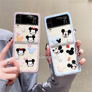 เคสโทรศัพท์ 2022 New Phone Casing Samsung Galaxy Z Flip 4 3 2 5G Cute Cartoon Couples Ultra Thin Smartphone Case TPU Silicagel Soft Case Transparent Protection Cover Shockproof Casing เคส