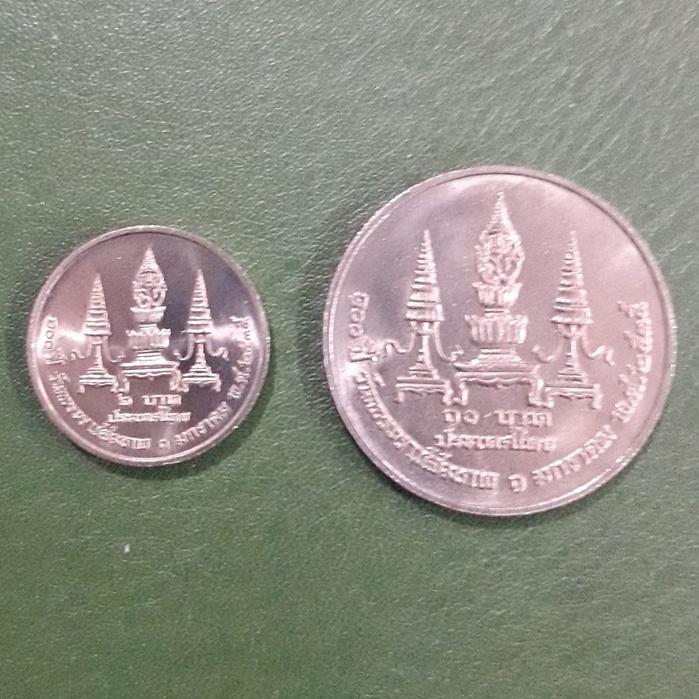 ชุดเหรียญ 2 บาท-10 บาท ที่ระลึก 100 ปี พระบรมราชชนก ไม่ผ่านใช้ UNC พร้อมตลับทุกเหรียญ