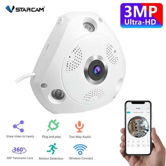 VSTARCAM กล้องวงจรปิด C61S FHD 1536P WiFi Panoramic IP Camer