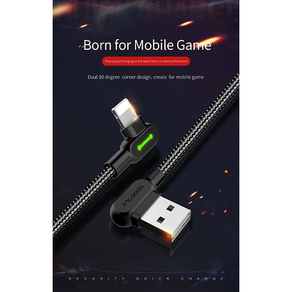 Mcdodo CA-467 Button Series มุม 90 องศา L Shape Bow 3M ยาว 3 เมตร Gaming Gamer ผลไม้ข้อมูลสาย USB