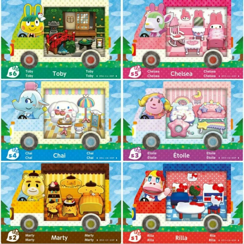 Animal Crossing Saniro Amiibo Cards x6 Sanrio RV A Set Of Mini Cards For All Villagers For Children Game Toy