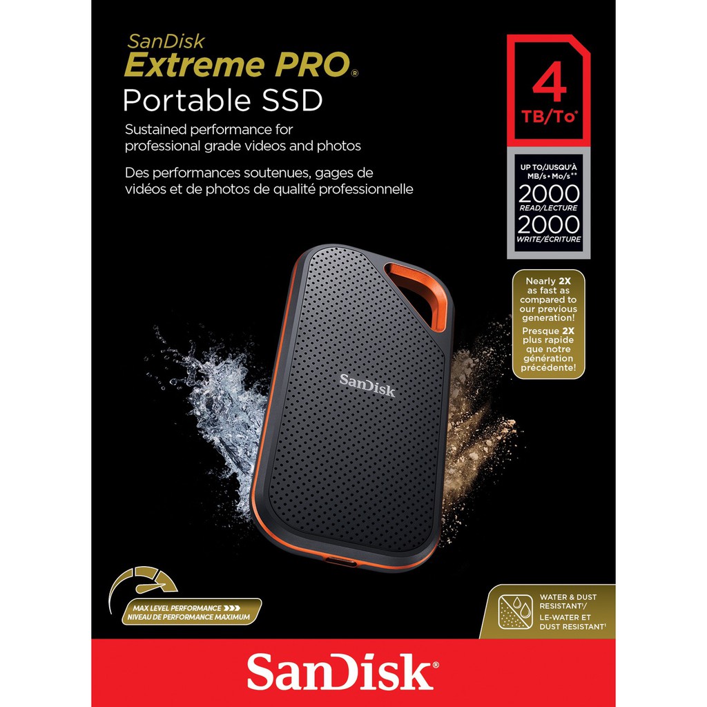SanDisk Extreme Pro V2 Portable SSD 4TB (SDSSDE81-4T00-G25) | Shopee