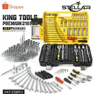 DELTON King Tools เครื่องมือช่าง ประแจ ชุดบล็อก 216 ชิ้น(ชุดใหญ่)ขนาด 1/4 นิ้ว 3/8 นิ้ว 1/2 นิ้ว ชุดประแจ รุ่นDKT-216PCS