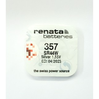 ถ่านกระดุม Renata 357, SR44W 1.55V แพคสีขาว แพคทำใน Swiss ของแท้