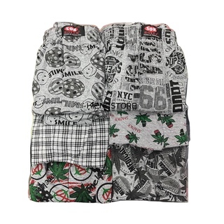 Boxer บ๊อกเซอร์ ผ้าCotton คละลายพื้นเทา แพ็คละ 6 ตัว ใส่สบาย Boxer Size F XL XXL