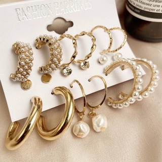 พร้อมส่ง-ชุดต่างหูมี6คู่หลายทรงแบบวงกลม