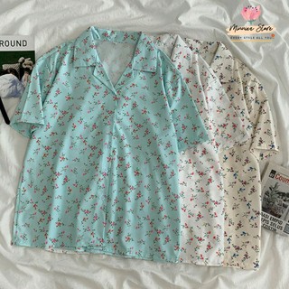 พร้อมส่ง⚘Flora Creamy Shirt เสื้อเชิ้ตลายช่อดอกไม้