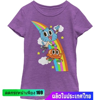 เสื้อยืดผู้ชายและผู้หญิง Girls The Amazing World Of Gumball Rainbow Brothers T-Shirt The Amazing World of Gumball Short