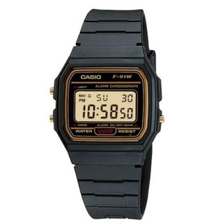 ﻿Casio นาฬิกาข้อมือผู้ชาย สายเรซิ่น รุ่น F-91WG-9QDG - Black