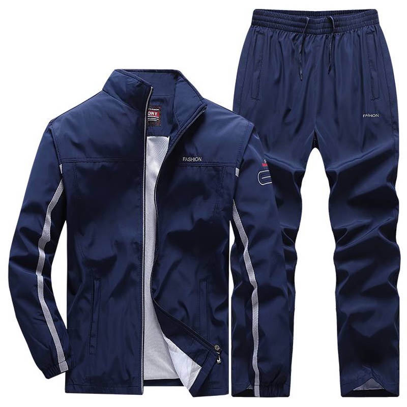 Men's Casual Tracksuit Full Zip Running Jogging Athletic Sports Hoodies + Sweatpants Set For Gym Training Working Su