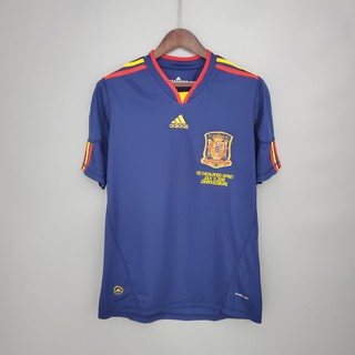 เสื้อกีฬาแขนสั้น ลายทีมชาติฟุตบอล Spain Away 2010 ชุดเยือน สไตล์เรโทร