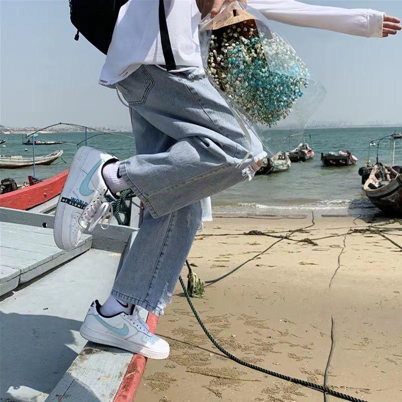 Ripped jeans men s loose tide brand summer thin section Korean trend ...