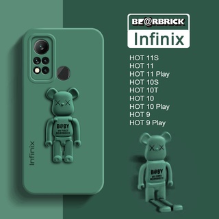 [พร้อมส่ง] เคสซิลิโคนนิ่ม ลายหมีน่ารัก สีพื้น สําหรับ Infinix HOT 10 Play 10T 10S 11S 11 9