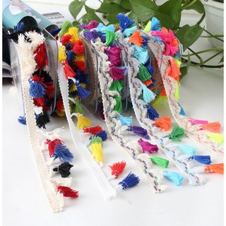 2 Yards Mix-color Tassel lace Trim Wedding Sewing Clothing accessories