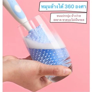 แปรงล้างขวดนมซิลิโคน 3in1 ขนแปรงซิลิโคน พร้อมที่ล้างจุกนม ล้างง่าย สะอาด ทนทาน