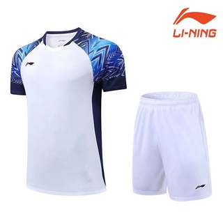 Li Ning เสื้อกีฬาแขนสั้น แบบแห้งเร็ว สําหรับเล่นแบดมินตัน