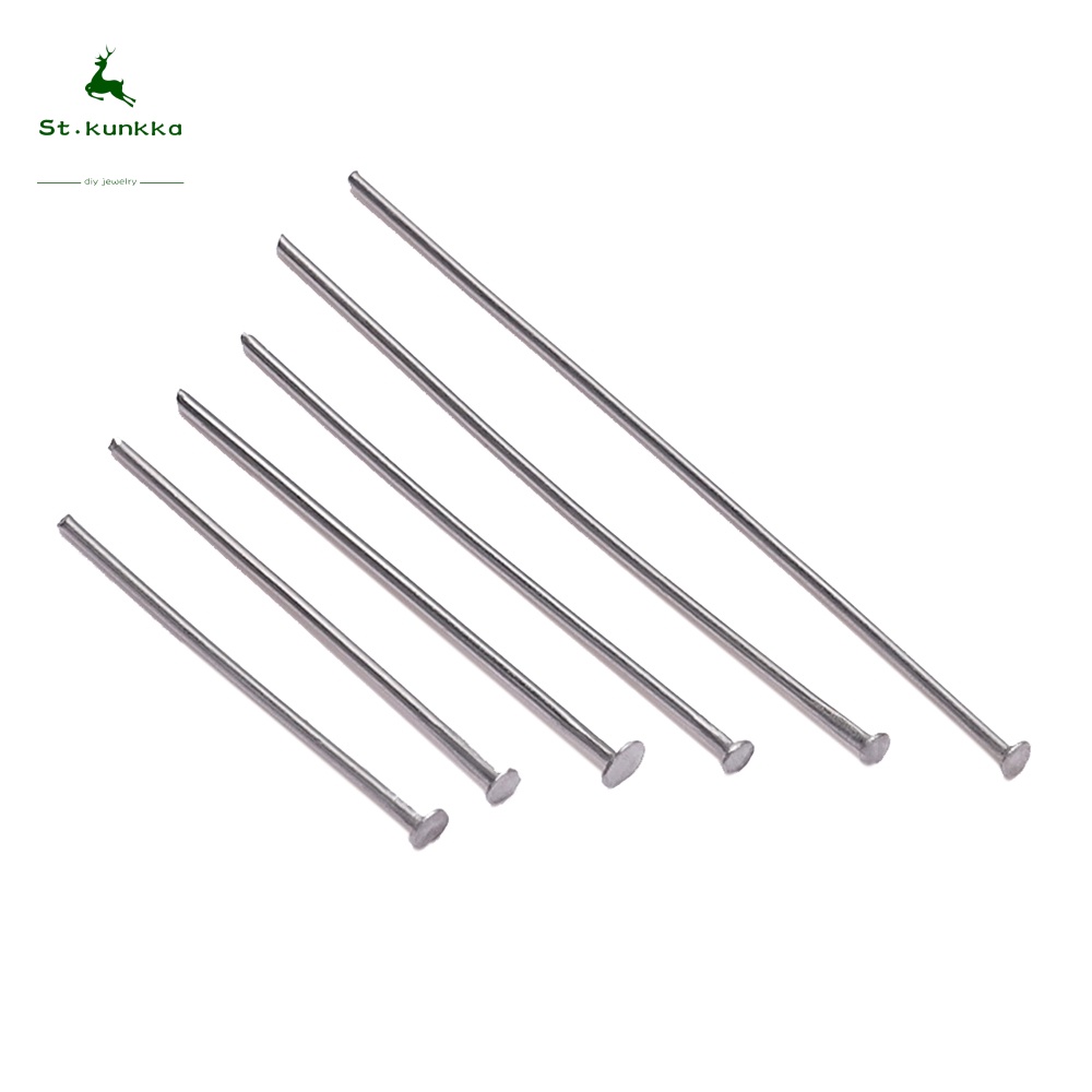 St.kunkka 100 ชิ้น 15-70 มม.สแตนเลสสตีลหัวแบน Pin สําหรับเครื่องประดับทํา DIY อุปกรณ์อุปกรณ์เสริม