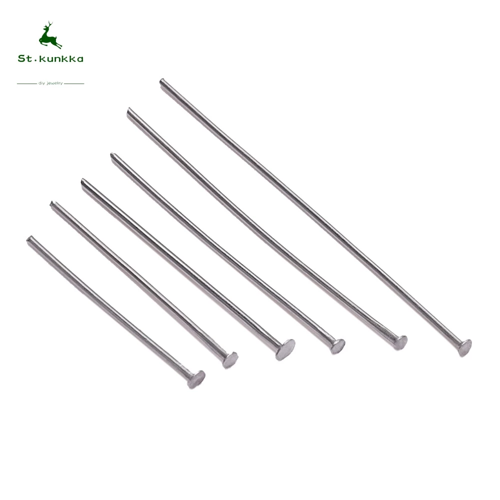 หัวเข็มหมุดสแตนเลส 100 ชิ้น 15-70มม. แบน สำหรับ DIY เครื่องประดับ อุปกรณ์เสริมทำสร้อยคอ สร้อยข้อมือ