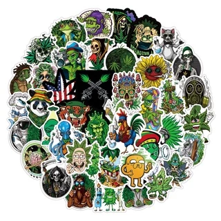 พร้อมส่ง!กัญชาไทย green plants sticker สติกเกอร์ กันน้ำ รูปแบบที่แตกต่างกัน KFC starbuck weed 50ชิ้น