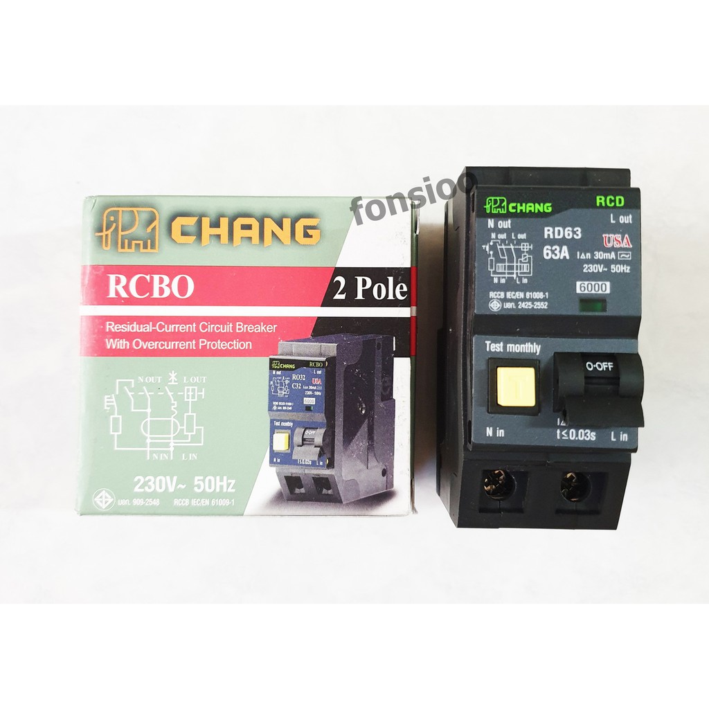 Chang Circuit Main Breaker RCBO 2P เมนเบรกเกอร์กันดูด 2 สาย ตราช้าง