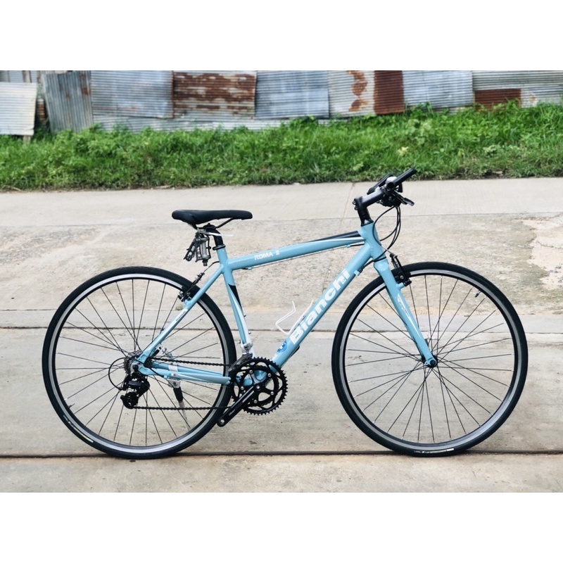 จักรยานไฮบริด Bianchi Roma2 แท้ สีฟ้าสวยๆ (คันที่ 3 ไซส์ 50 cm) เบาะดำขลิบขาว เฟรมอะลู (TW)