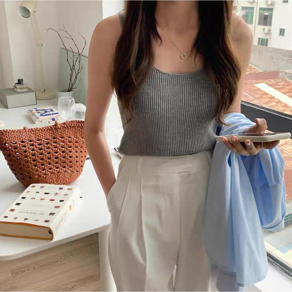 Cicishop(พร้อมส่ง)เสื้อกล้ามแขนกุด ผ้าไหมพรม สไตล์สาวโคเรีย(28019) ราคา ถูกที่สุด ดีลบีเคเค แกลเลอรีภาพที่ 8