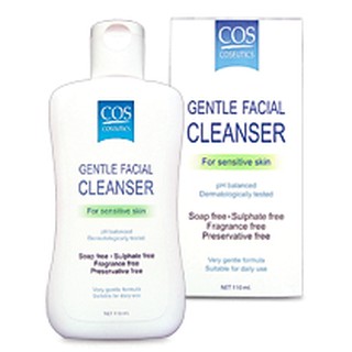 (สูตรผิวบอบบางและแพ้ง่าย) COS Coseutics Gentle Facial Cleanser for Sensitive Skin ขนาด 110 ml  (สีเขียว)