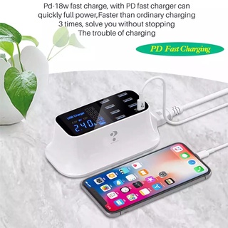 PD Fast Charger Quick Charge 3.0สมาร์ท8สถานีชาร์จ USB Adapter สำหรับ iPad iPhone X Pro.12 11 Android Xiaomi samsung แท็บ